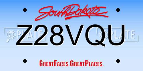 Z28VQU South Dakota License Plate
