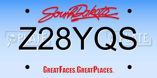 Z28YQS South Dakota License Plate