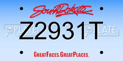 Z2931T South Dakota License Plate
