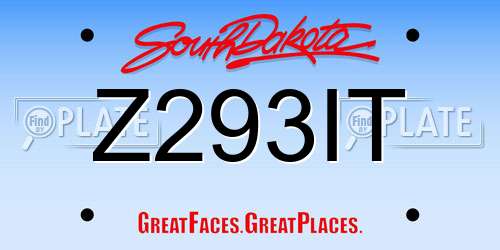 Z293IT South Dakota License Plate