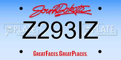 Z293IZ South Dakota License Plate