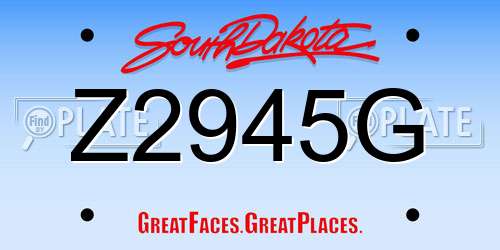 Z2945G South Dakota License Plate