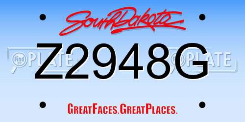 Z2948G South Dakota License Plate