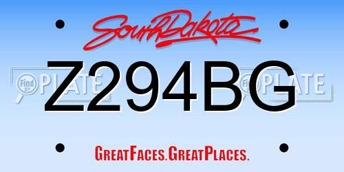 Z294BG South Dakota License Plate