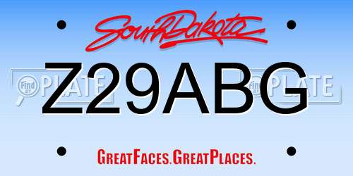 Z29ABG South Dakota License Plate