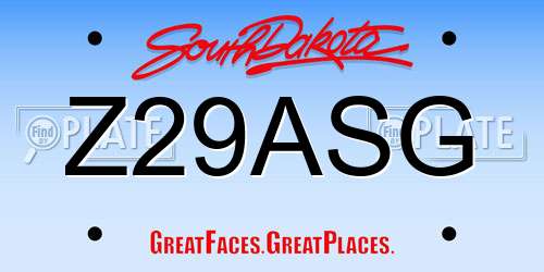Z29ASG South Dakota License Plate