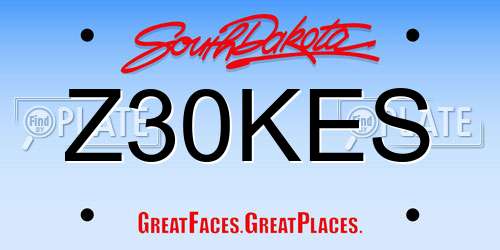 Z30KES South Dakota License Plate