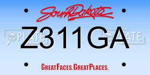 Z311GA South Dakota License Plate
