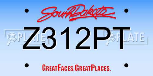 Z312PT South Dakota License Plate