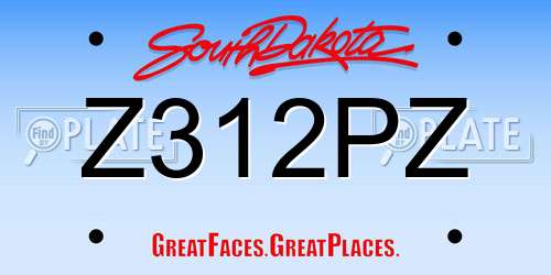 Z312PZ South Dakota License Plate