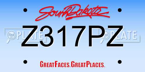 Z317PZ South Dakota License Plate
