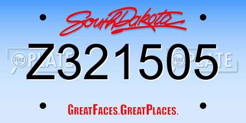 Z321505 South Dakota License Plate