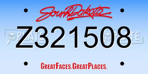 Z321508 South Dakota License Plate