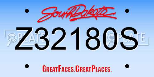Z32180S South Dakota License Plate