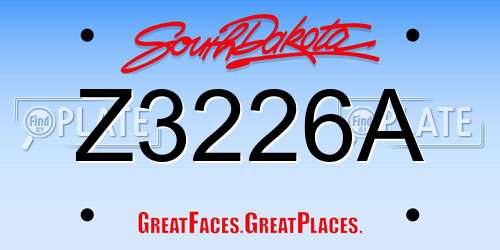 Z3226A South Dakota License Plate