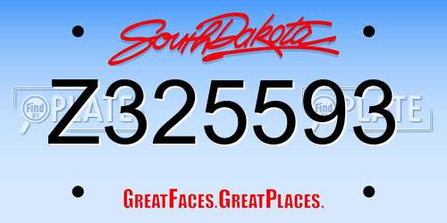 Z325593 South Dakota License Plate