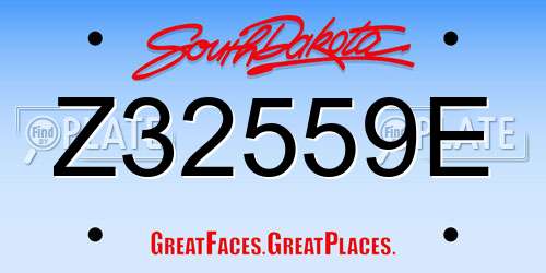 Z32559E South Dakota License Plate