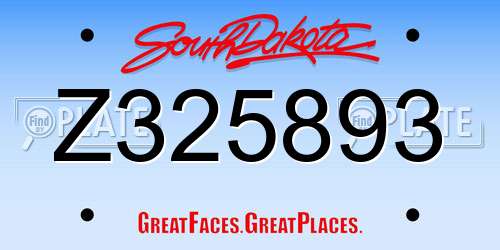 Z325893 South Dakota License Plate