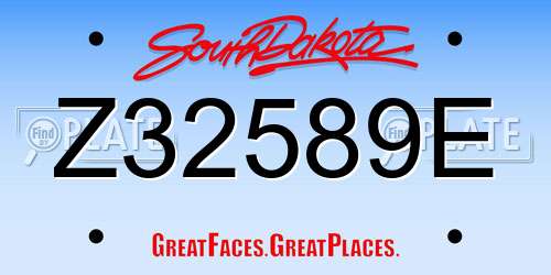 Z32589E South Dakota License Plate
