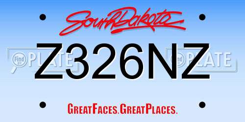 Z326NZ South Dakota License Plate