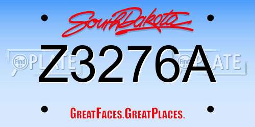 Z3276A South Dakota License Plate