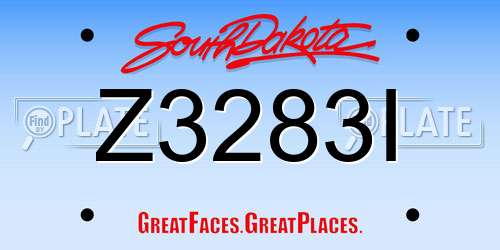 Z3283I South Dakota License Plate