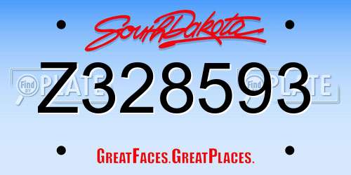 Z328593 South Dakota License Plate