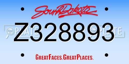 Z328893 South Dakota License Plate