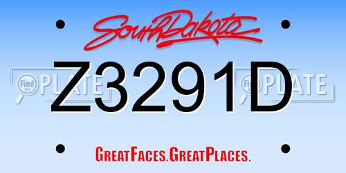 Z3291D South Dakota License Plate