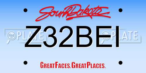 Z32BEI South Dakota License Plate