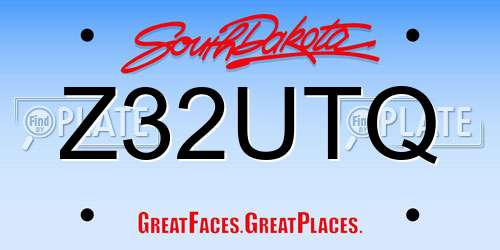 Z32UTQ South Dakota License Plate