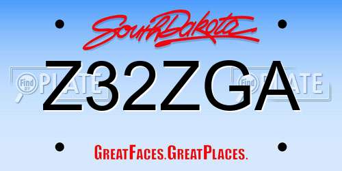 Z32ZGA South Dakota License Plate