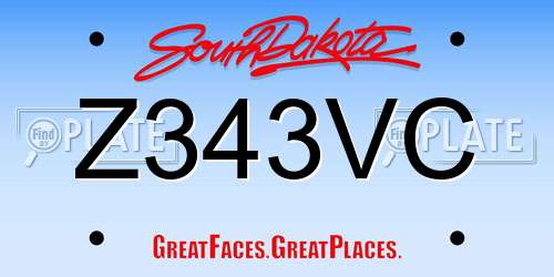 Z343VC South Dakota License Plate