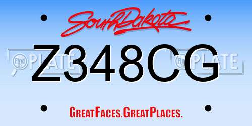 Z348CG South Dakota License Plate