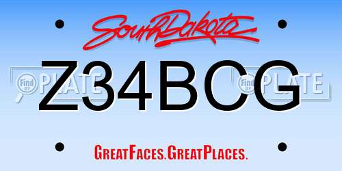 Z34BCG South Dakota License Plate