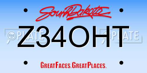 Z34OHT South Dakota License Plate