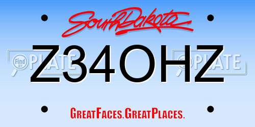 Z34OHZ South Dakota License Plate