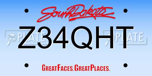 Z34QHT South Dakota License Plate