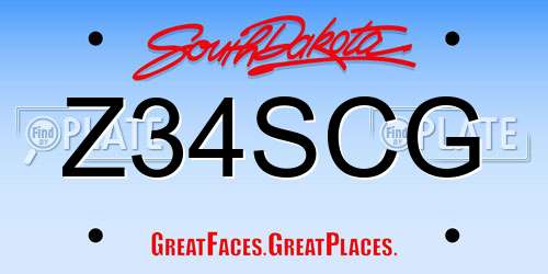 Z34SCG South Dakota License Plate