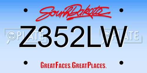 Z352LW South Dakota License Plate
