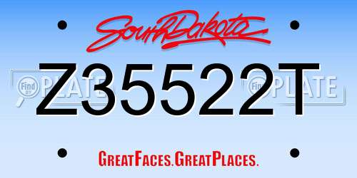 Z35522T South Dakota License Plate