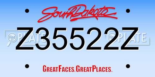 Z35522Z South Dakota License Plate