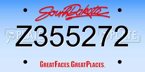 Z355272 South Dakota License Plate