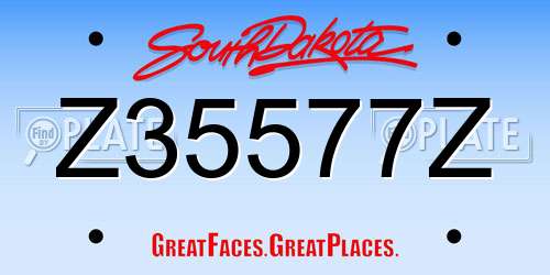 Z35577Z South Dakota License Plate