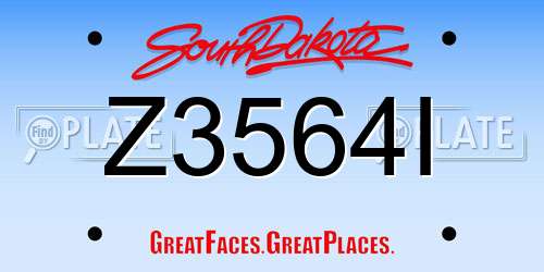Z3564I South Dakota License Plate