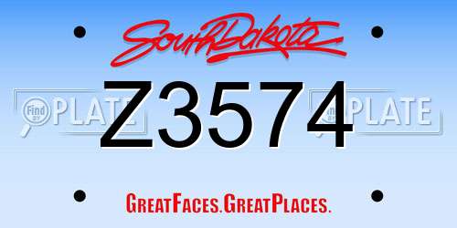 Z3574 South Dakota License Plate