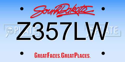 Z357LW South Dakota License Plate