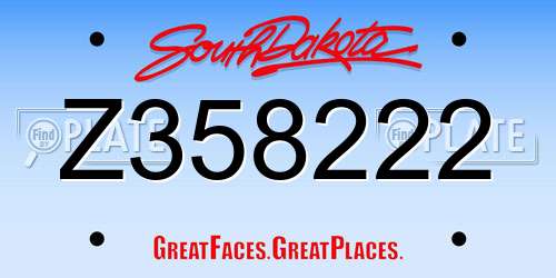 Z358222 South Dakota License Plate