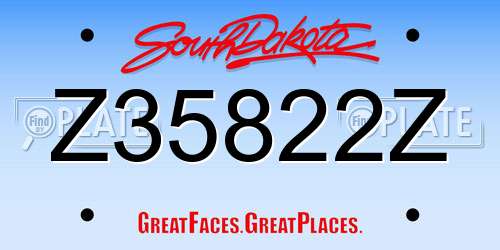 Z35822Z South Dakota License Plate