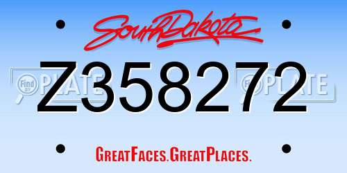 Z358272 South Dakota License Plate